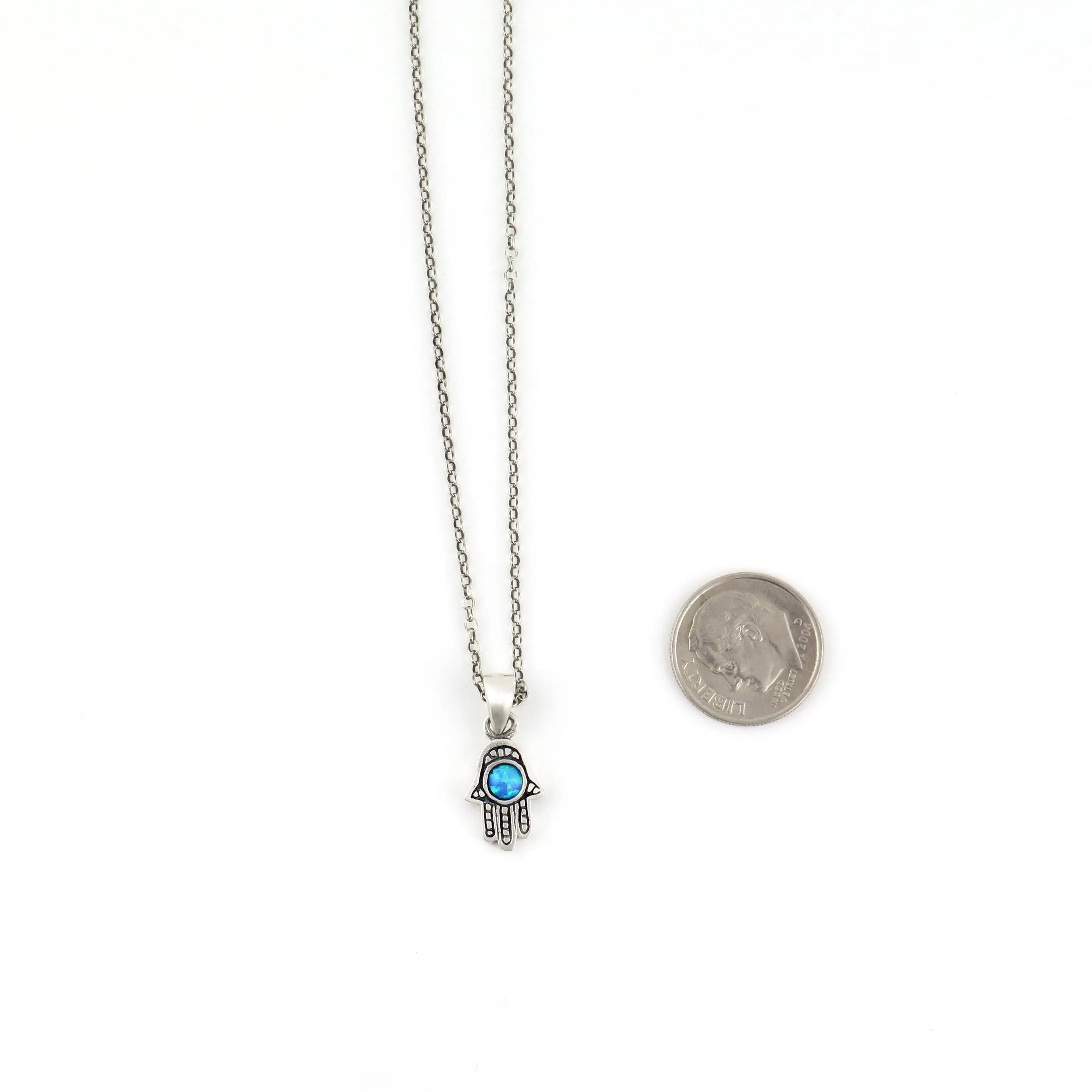 Mini Hamsa Opal Circle Necklace