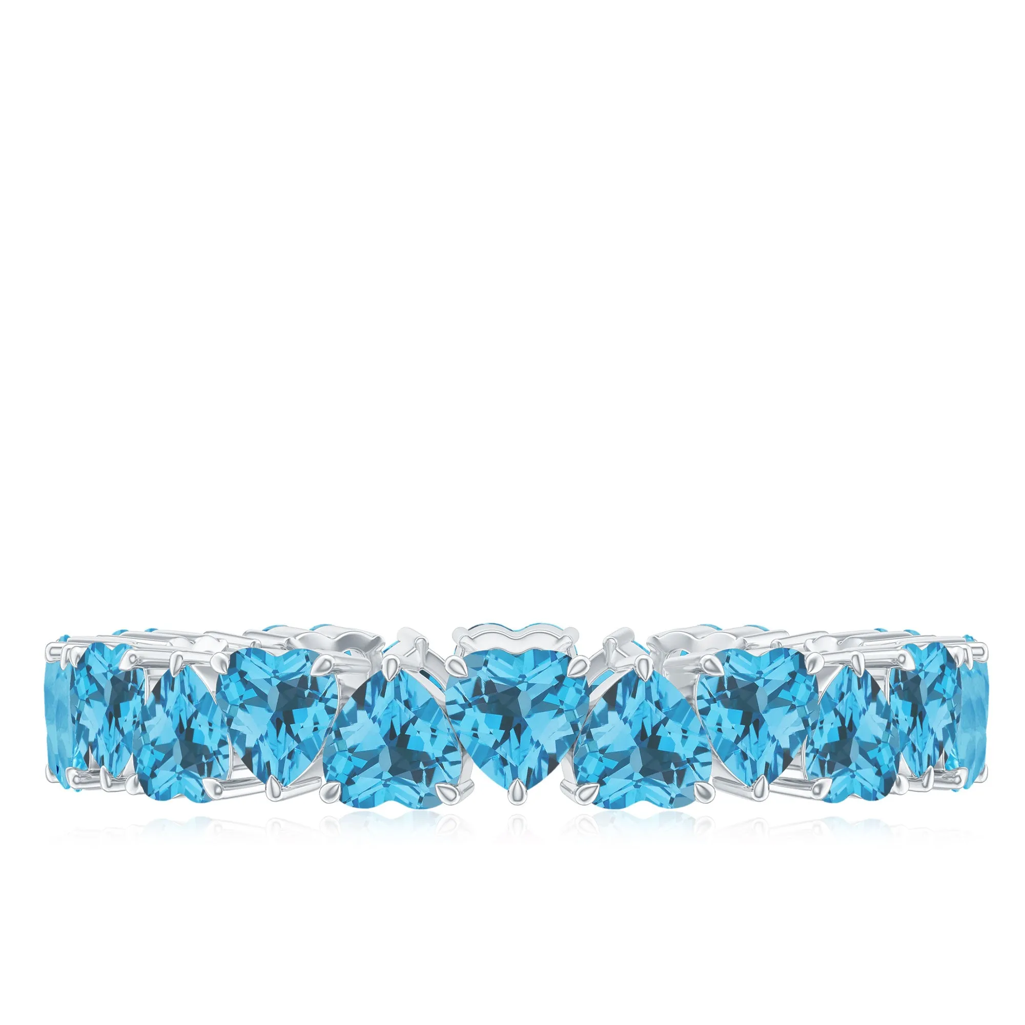 Minimal Heart Shape Swiss Blue Topaz Full Eternity Band Ring