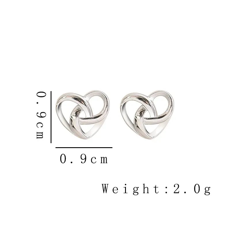 Minimalist Tiny Metal Hollow Heart Stud Earrings for Women New Fashion Simple Small Love Earrings Silver Color Cute Jewelry Gift