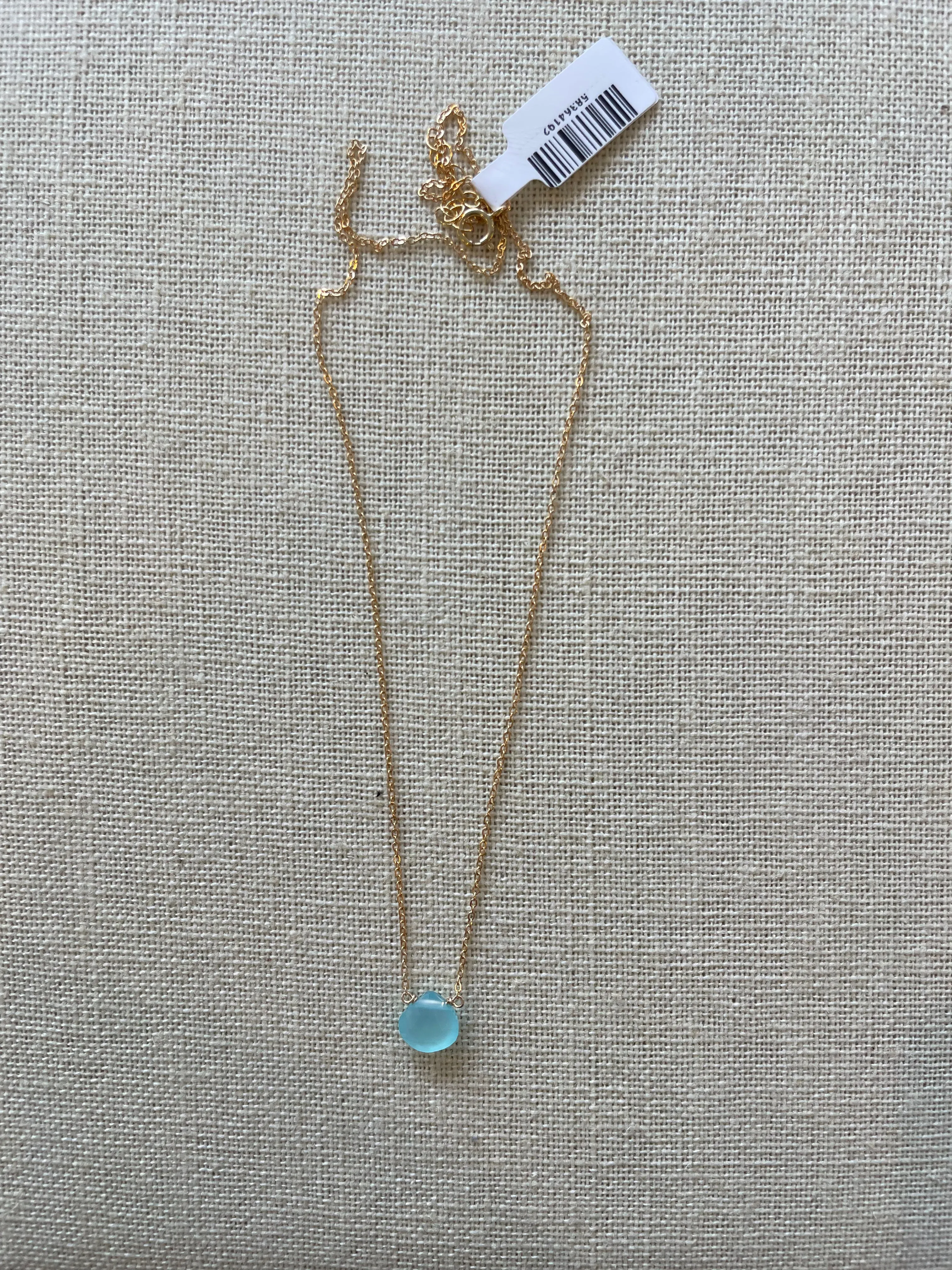 Mint Green Chalcedony Teardrop Gemstone Pendant Necklace