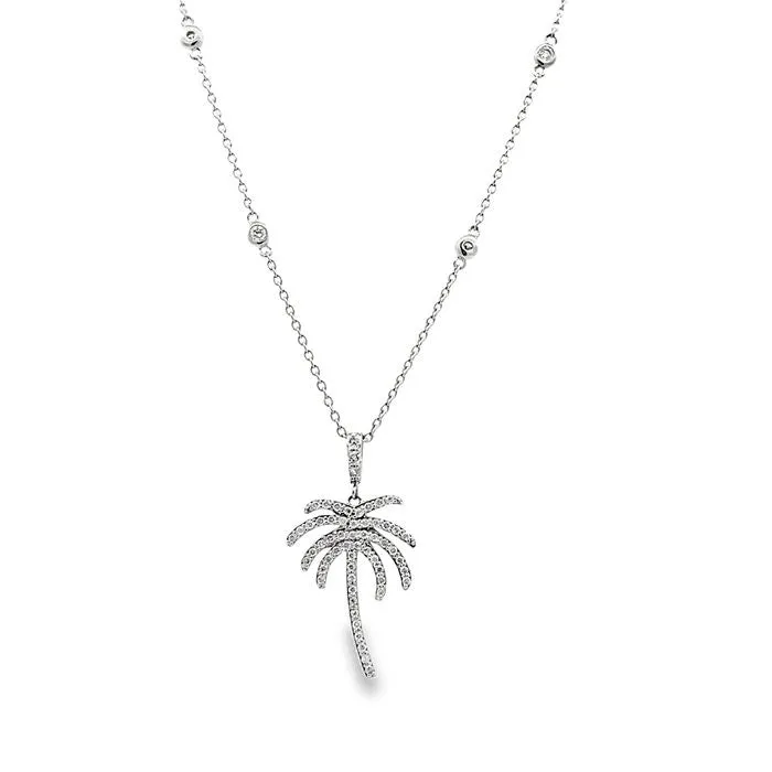 Mountz Collection Diamond Pavé Palm Tree Pendant Necklace in 14K White Gol