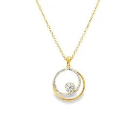 Mountz Collection Double Circle Diamond Pendant Necklace in 14K Yellow Gold