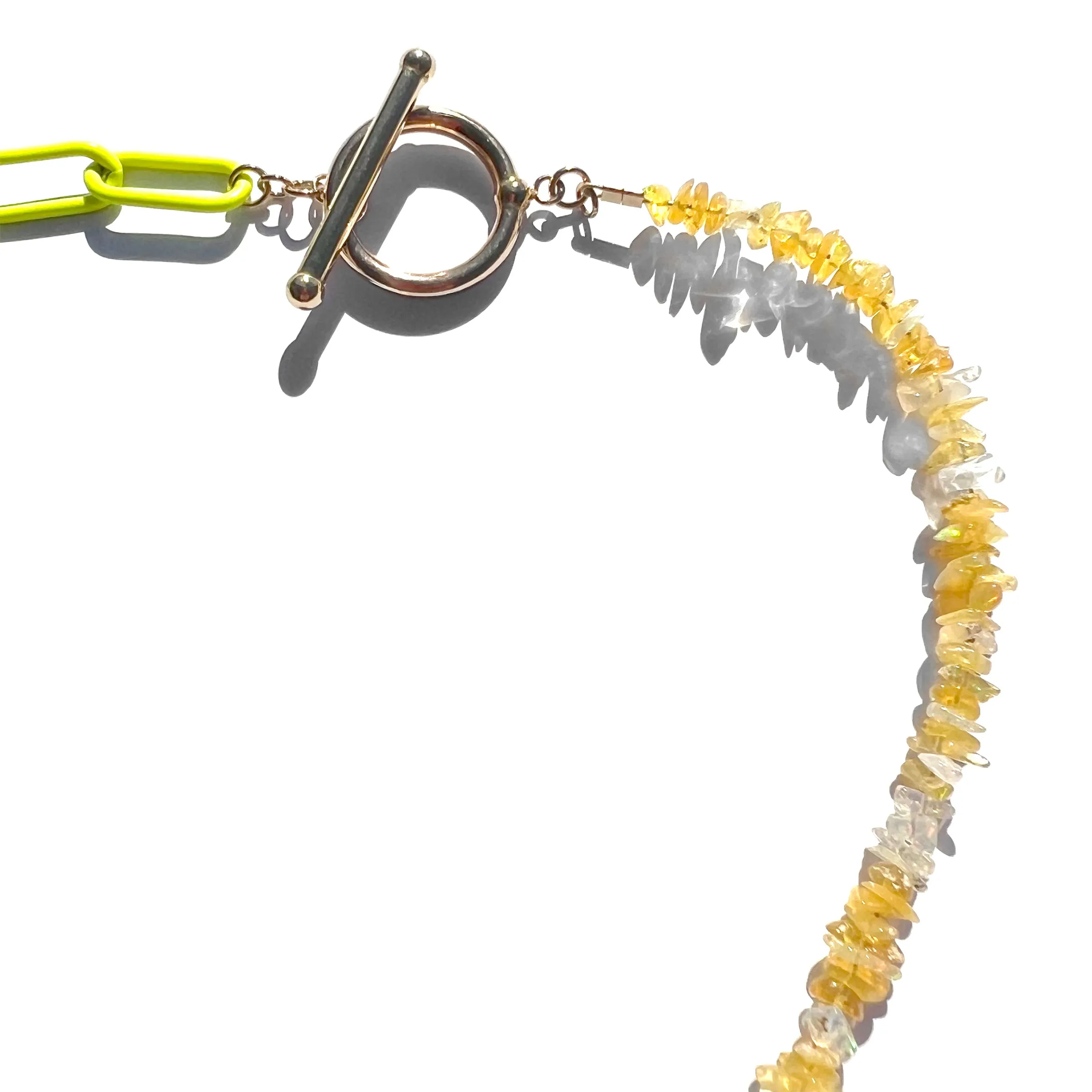 MPR x THE IMAGINARIUM: Opal and Pearl Neon Yellow Chain Necklace