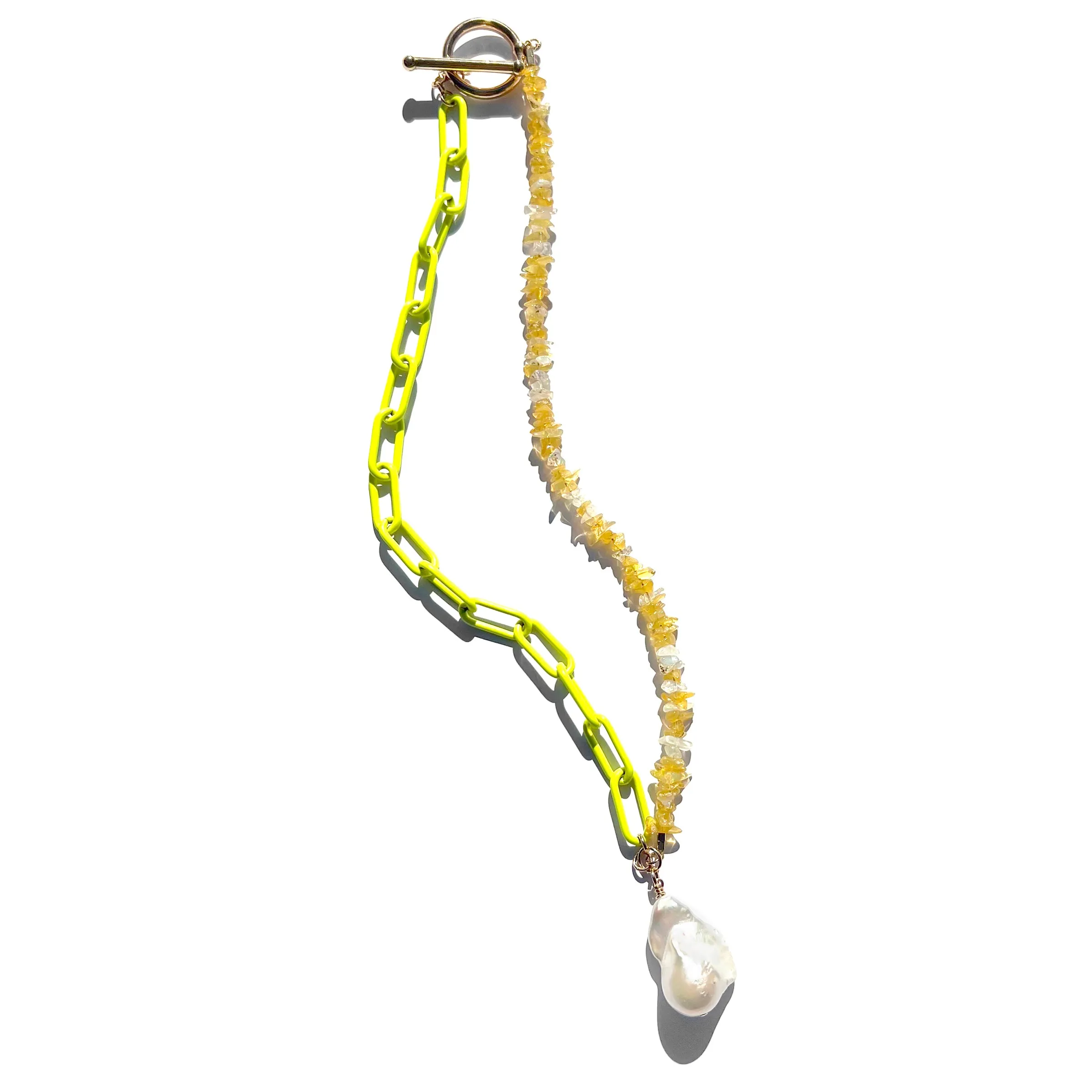 MPR x THE IMAGINARIUM: Opal and Pearl Neon Yellow Chain Necklace