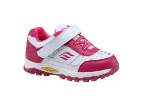 Mt. Emey 3301-5L White/Rosy Red - Children Straight Last Athletic Shoes with Elastic Laces