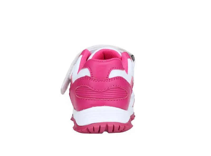 Mt. Emey 3301-5L White/Rosy Red - Children Straight Last Athletic Shoes with Elastic Laces