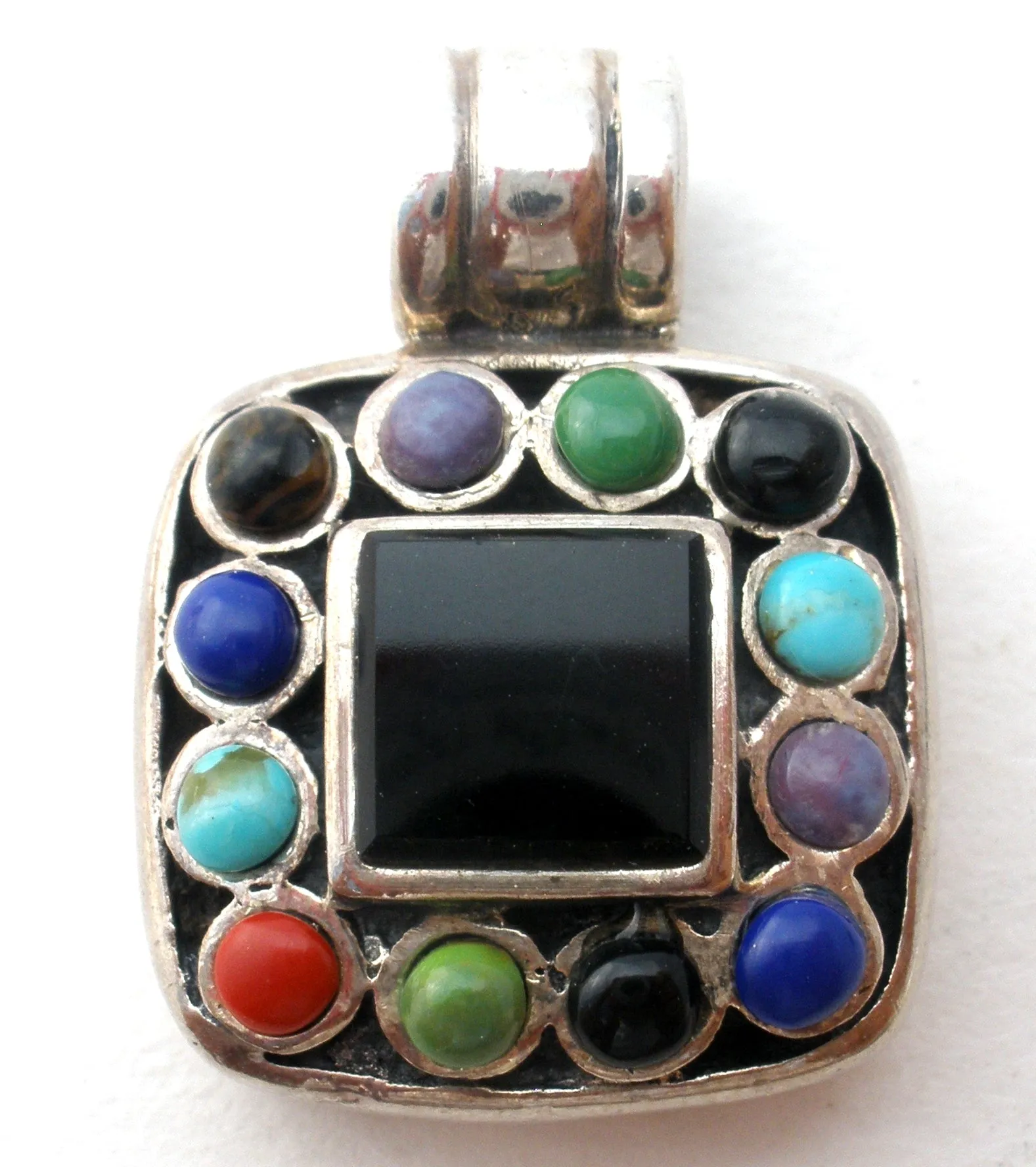 Multi Color Gemstone Pendant Sterling 925