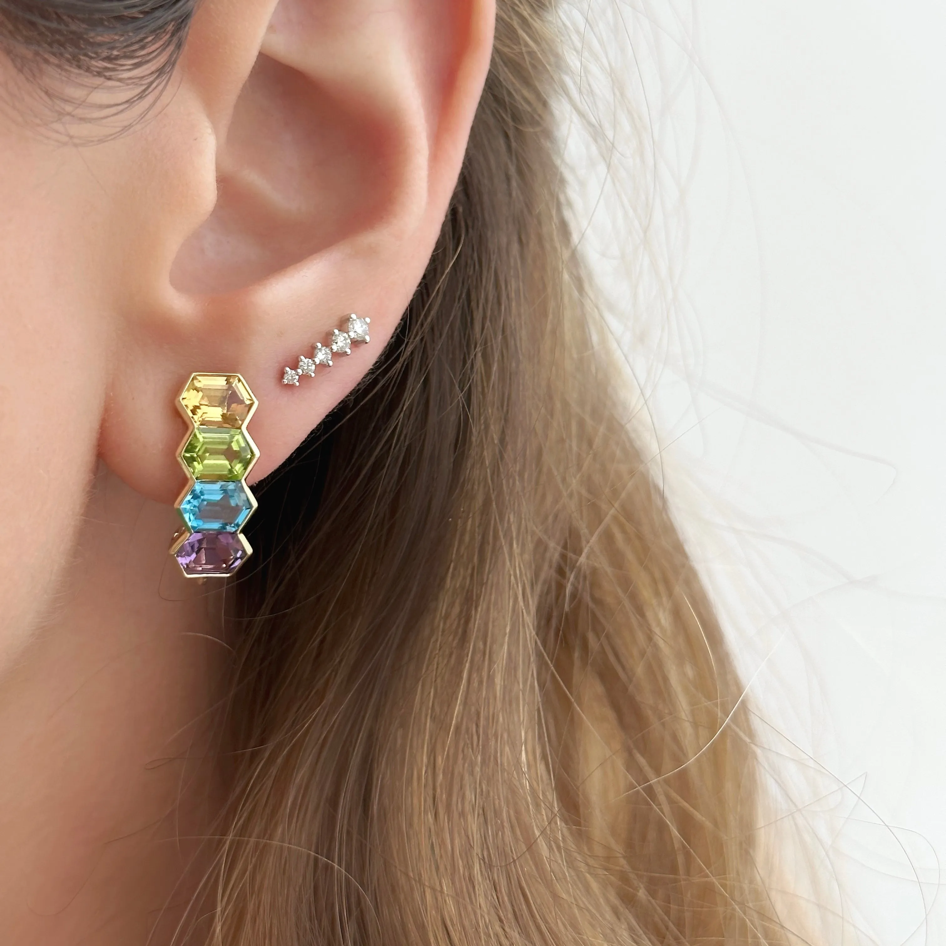 Multicolor geometric earrings (Detachable)