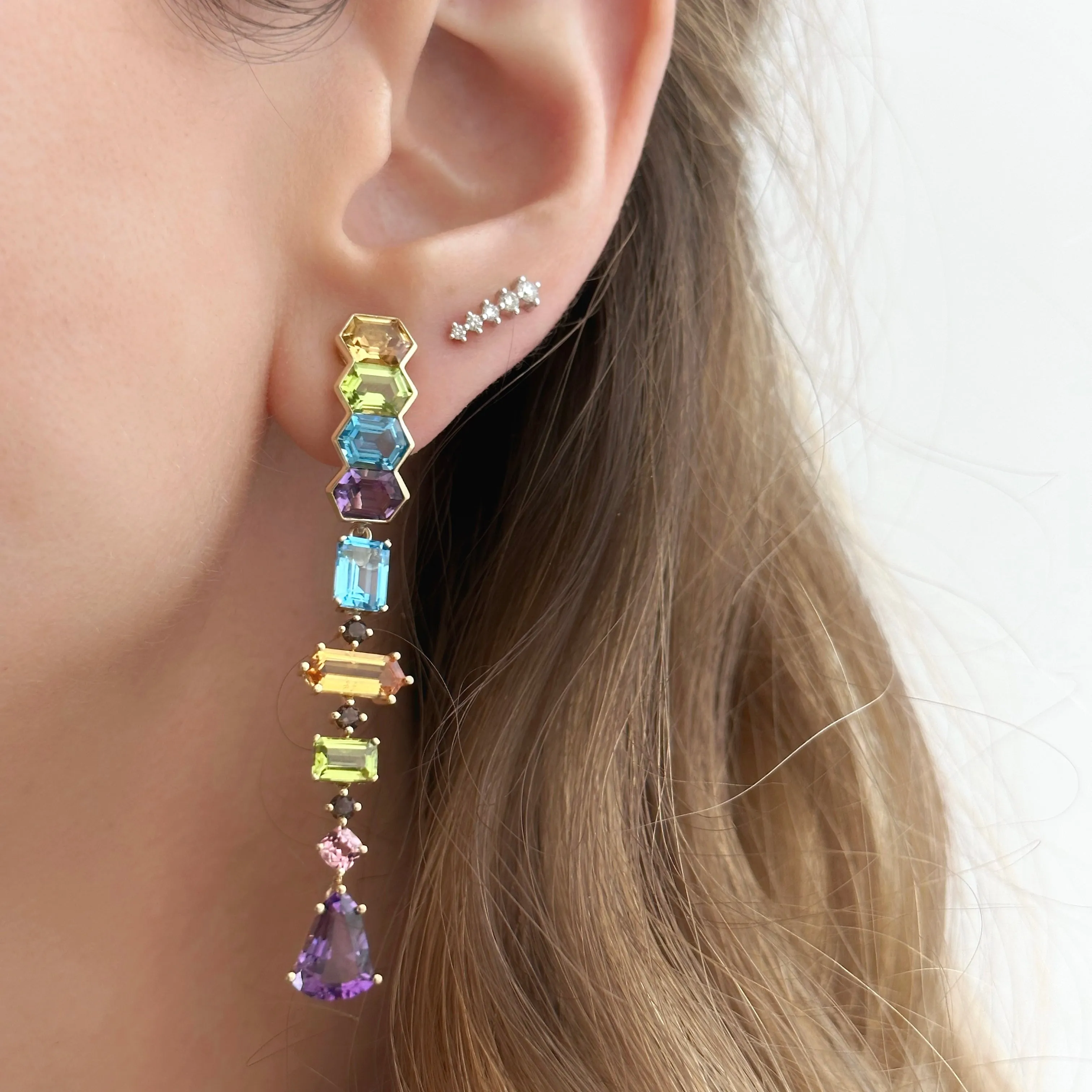 Multicolor geometric earrings (Detachable)