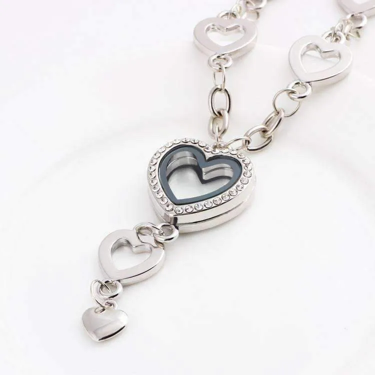 My Favorite Things Heart Charm Locket Necklace for Women – Silver Keepsake Jewelry