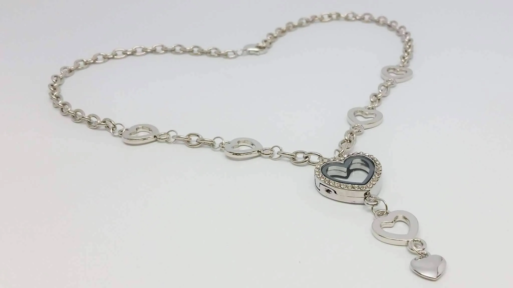 My Favorite Things Heart Charm Locket Necklace for Women – Silver Keepsake Jewelry