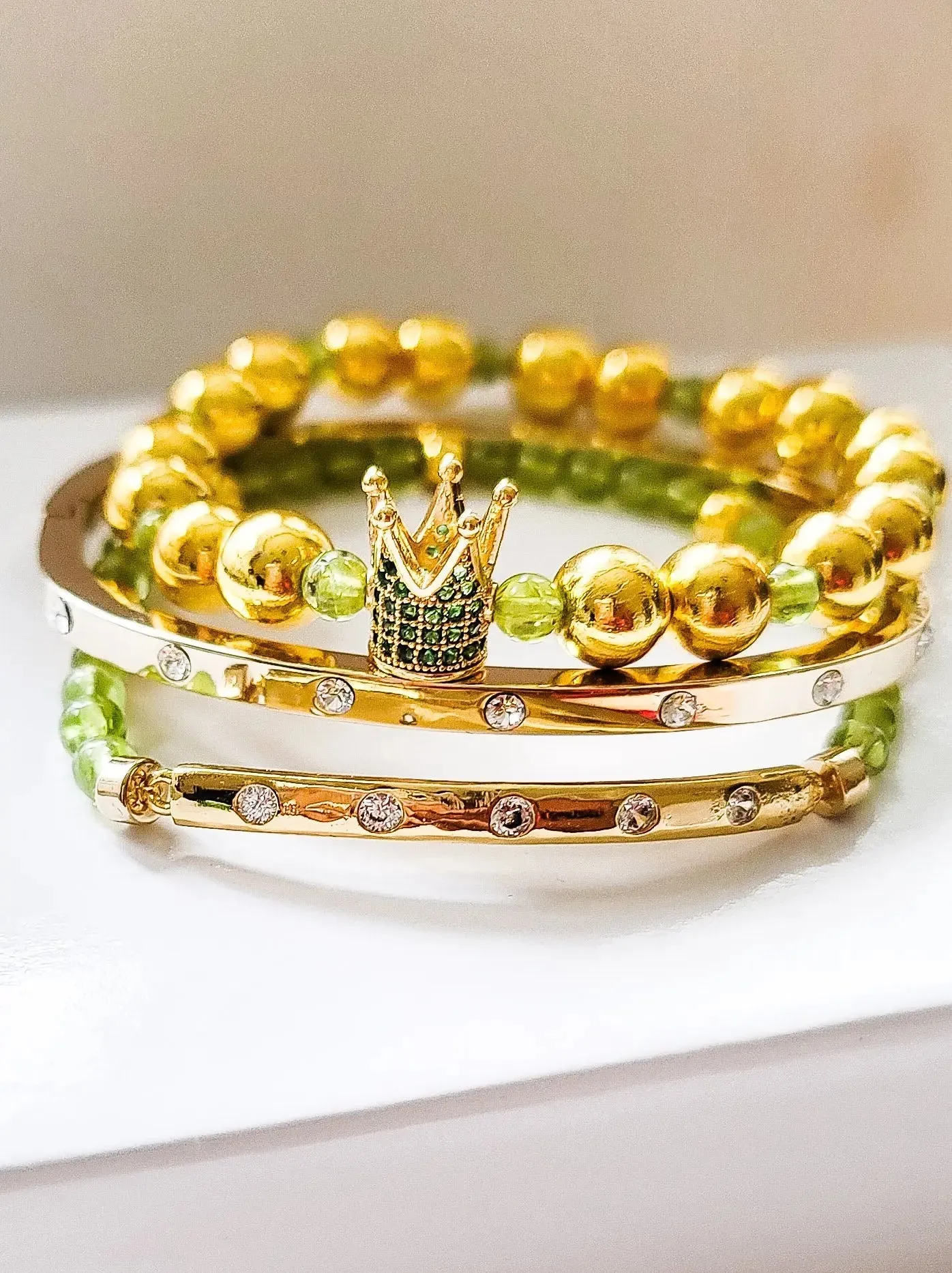 My " Peridot" Crown Bracelet Set