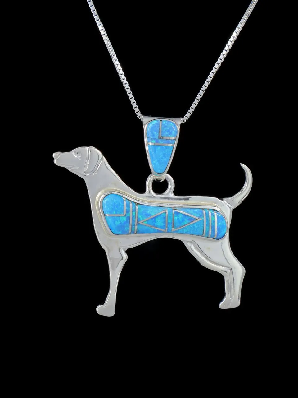 Native American Opalite Dog Inlay Pendant