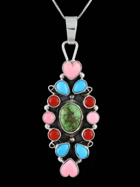 Native American Sterling Silver Multistone Cluster Pendant