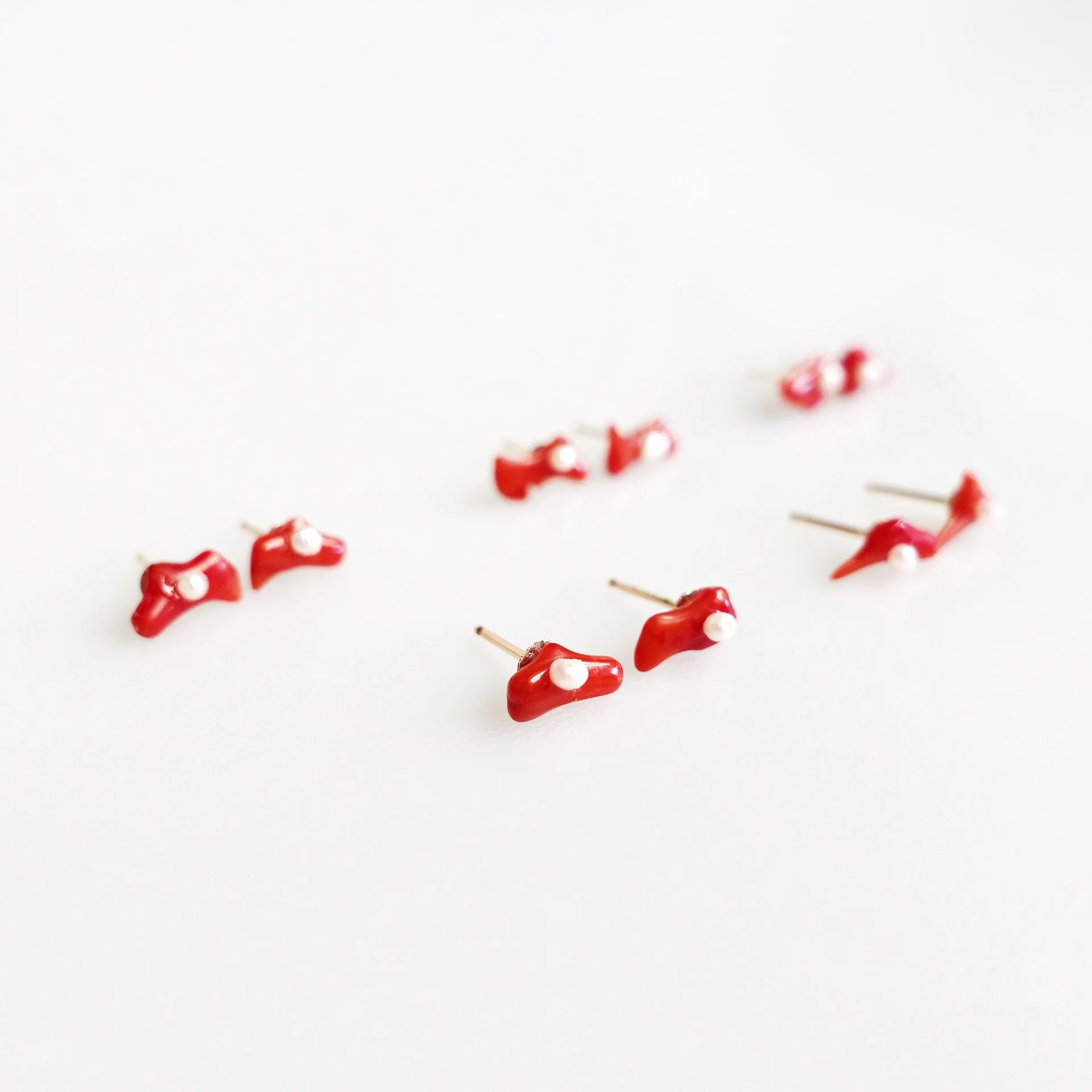 Natural Red Coral Studs