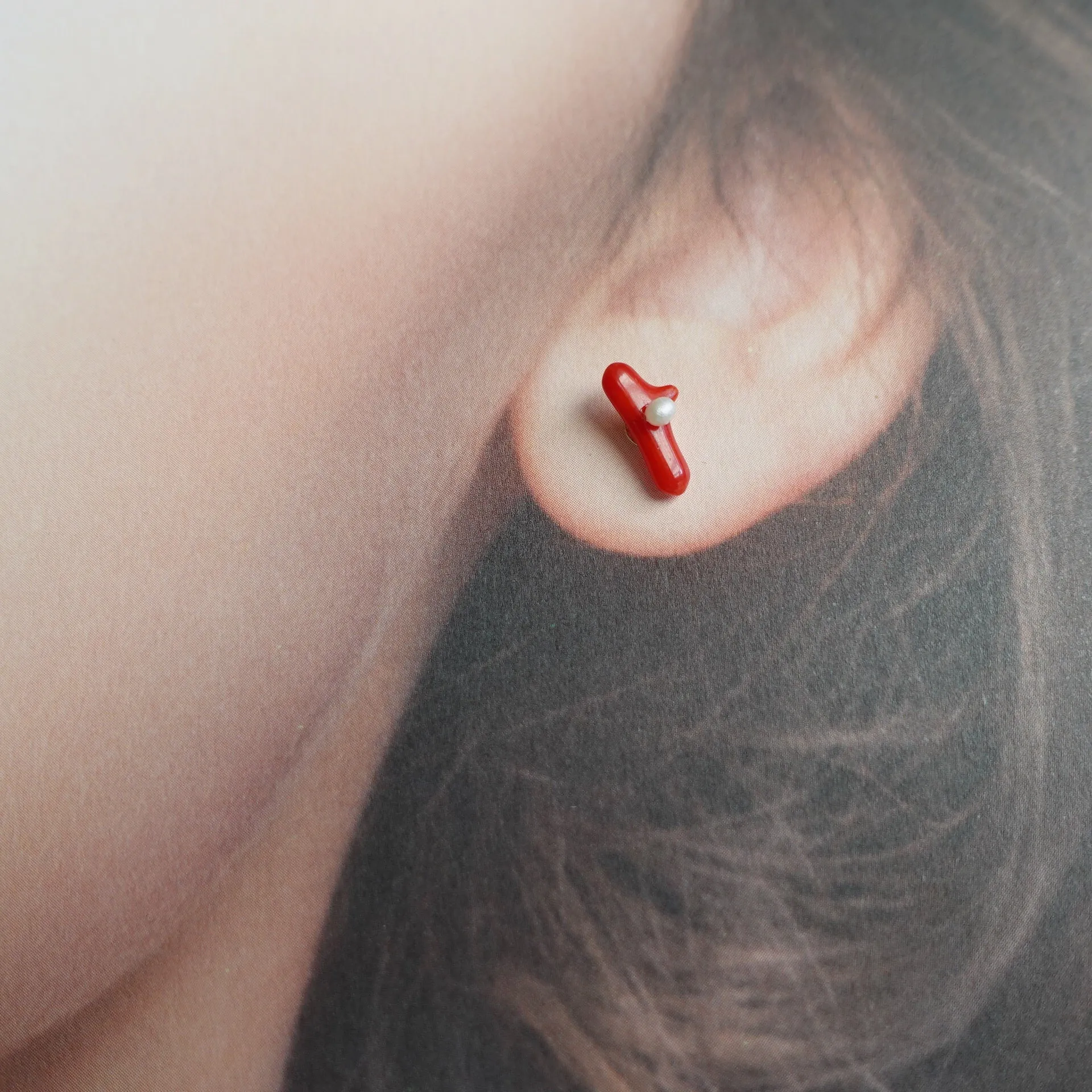 Natural Red Coral Studs