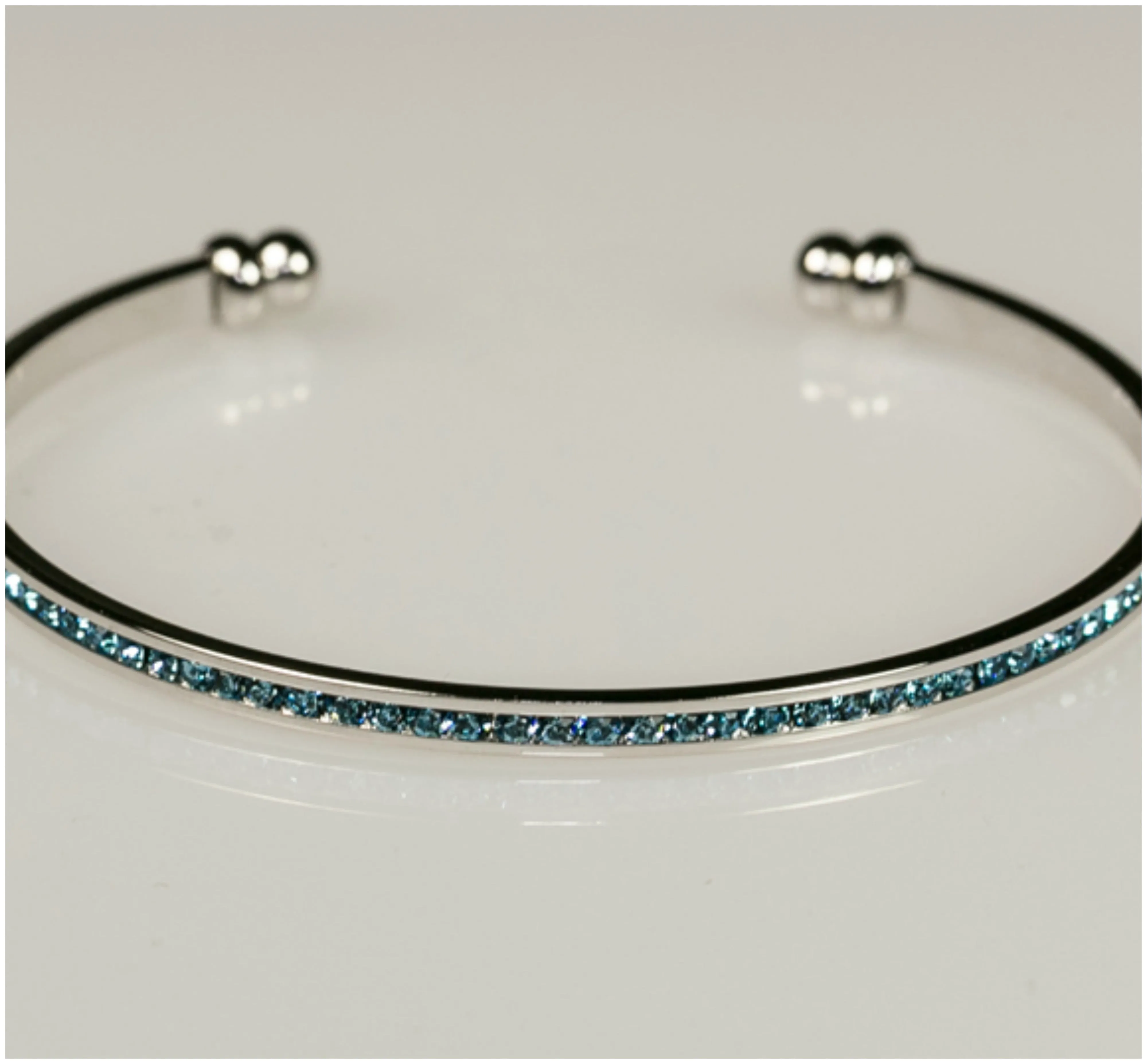 Nico Aqua Blue CZ Silver Cuff Bracelet