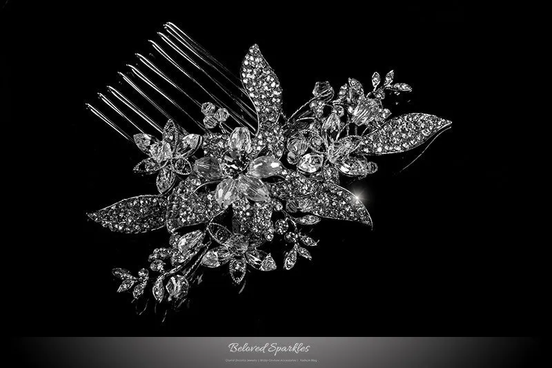 Nicolette Garden Flower Leaves Hair Comb | Swarovski Crystal