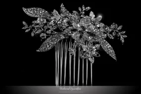 Nicolette Garden Flower Leaves Hair Comb | Swarovski Crystal