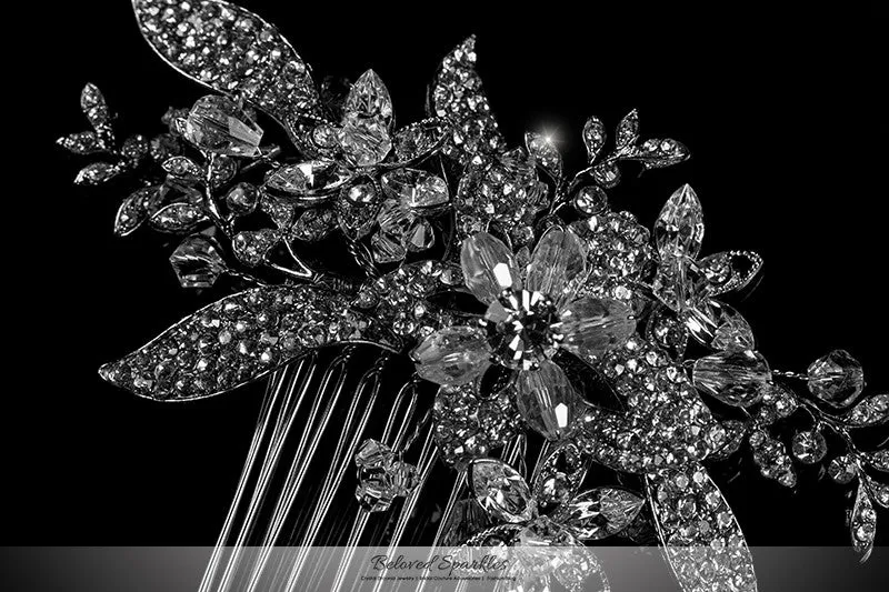 Nicolette Garden Flower Leaves Hair Comb | Swarovski Crystal