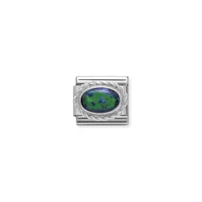 Nomination Composable Link Rope, Oval Green Opal Stone, Silver