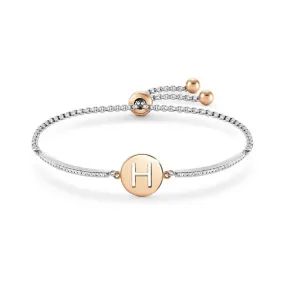 Nomination Milleluci Bracelet, Letter H, Crystal Pave, Rose PVD, Stainless Steel