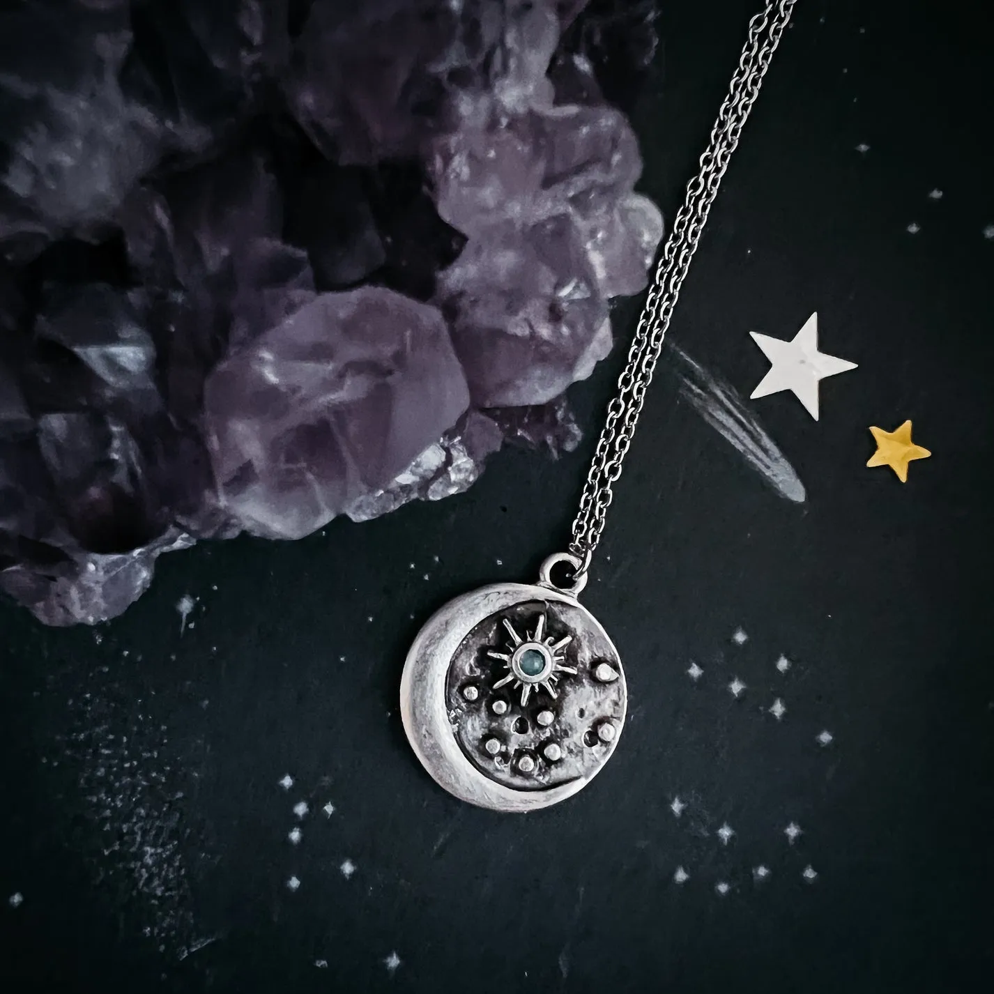 North Star Pendant Necklace with Opal