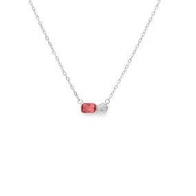 October Opal Birthstone Necklace - Silver