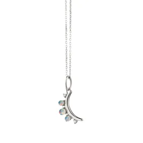 October Opal "Moon" Sterling Silver Birthstone Necklace