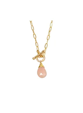 Olivia Pink Opal Necklace with CZ's