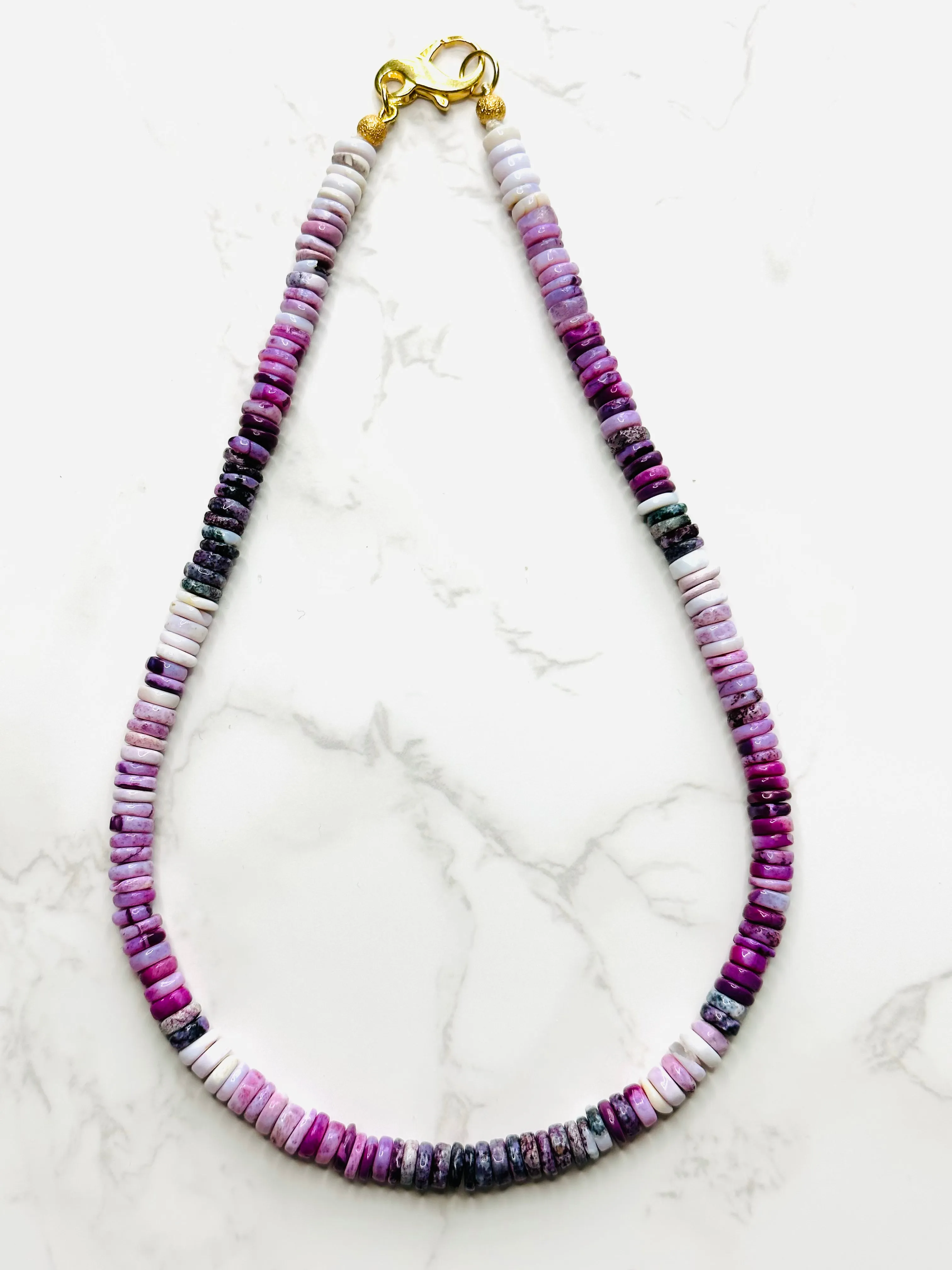 Ombre Purple Heishi Cut Opal Necklace