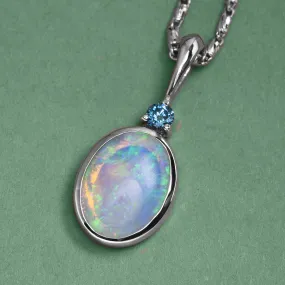 Opal And Blue Diamond Pendant