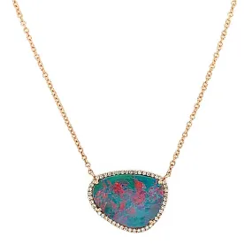 Opal and Diamond Pendant Necklace