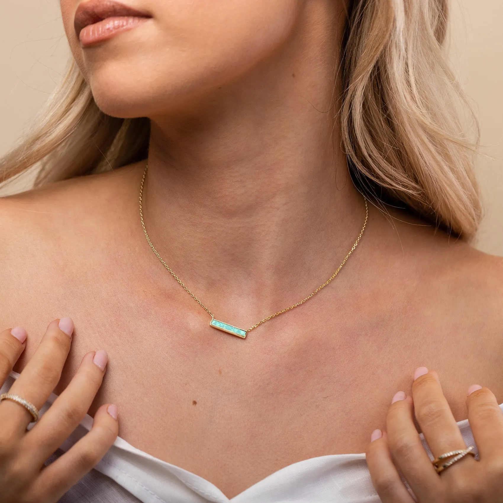 Opal Bar Necklace