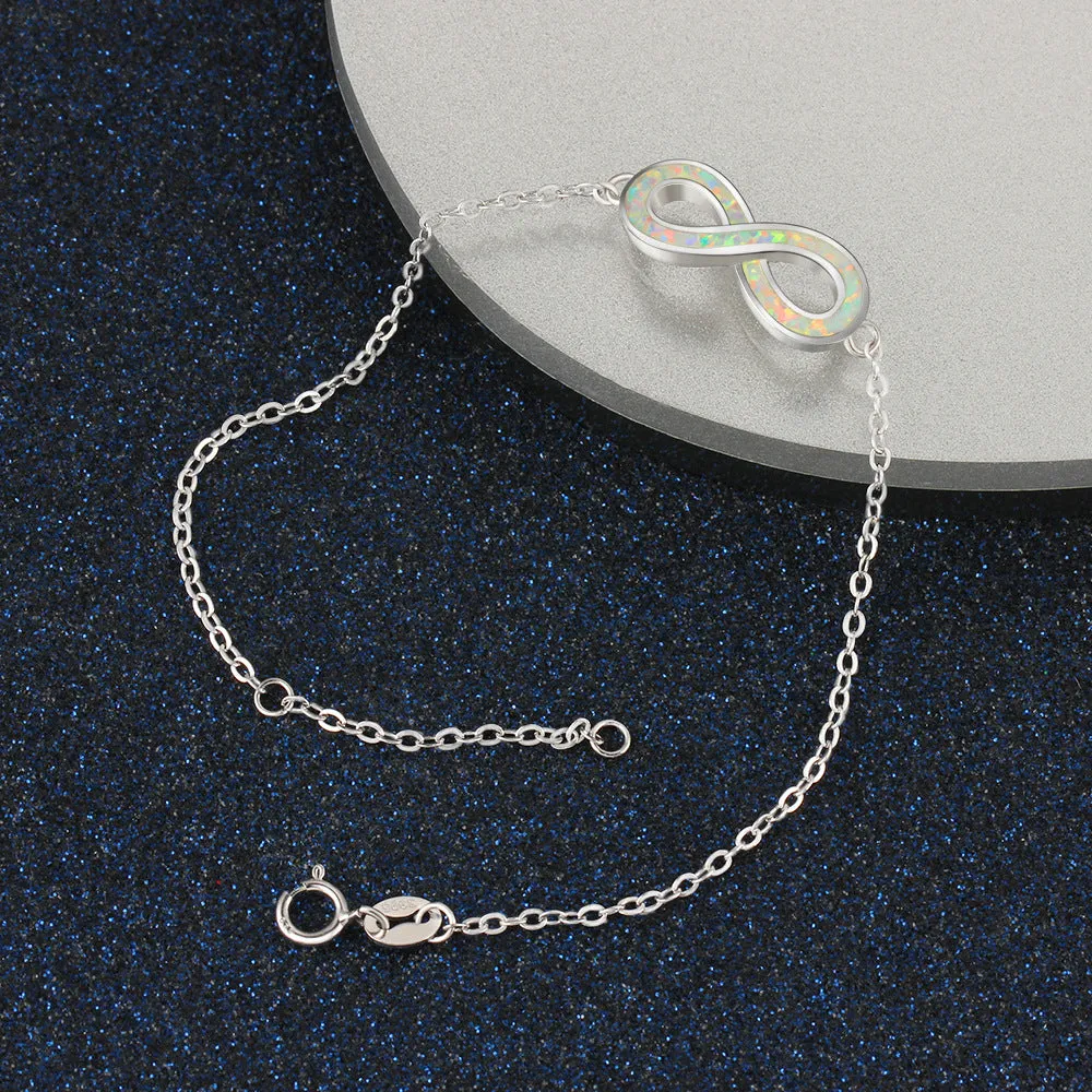 Opal Infinite Symbol Sterling Silver Bracelet