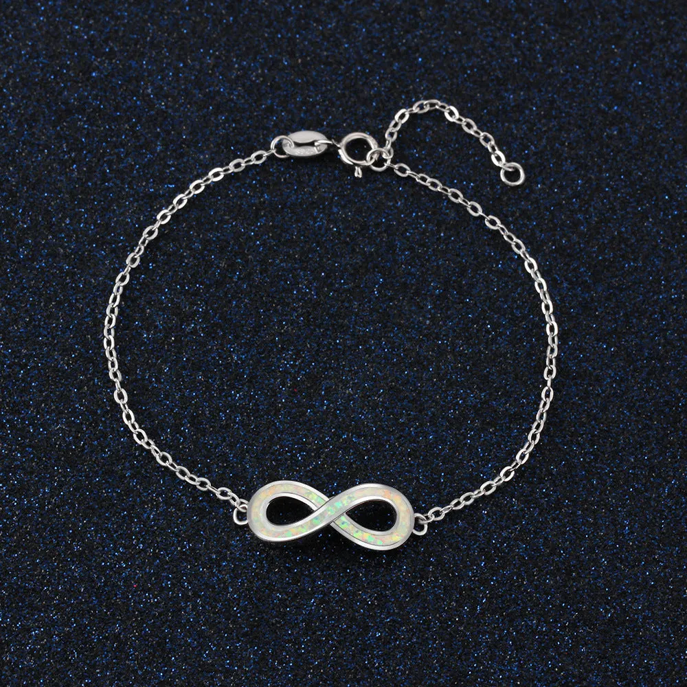 Opal Infinite Symbol Sterling Silver Bracelet