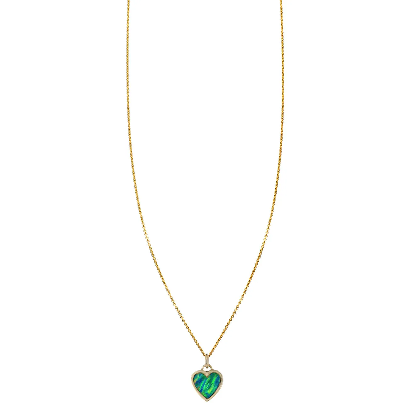 Opal Inlaid Large Heart Necklace