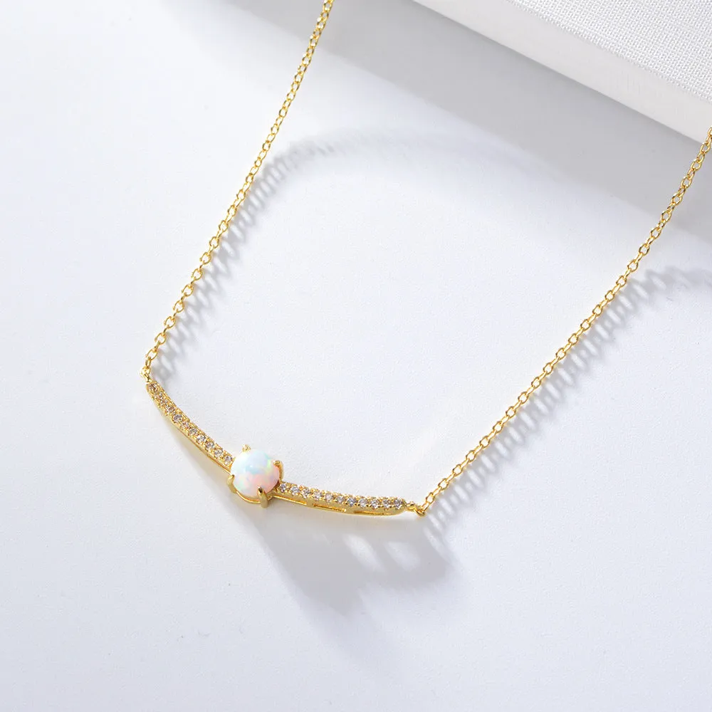 Opal Jewelry with Zircon Silver Necklace for Women