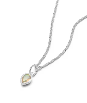 Opal October Birthstone Charm Necklace Sterling Silver