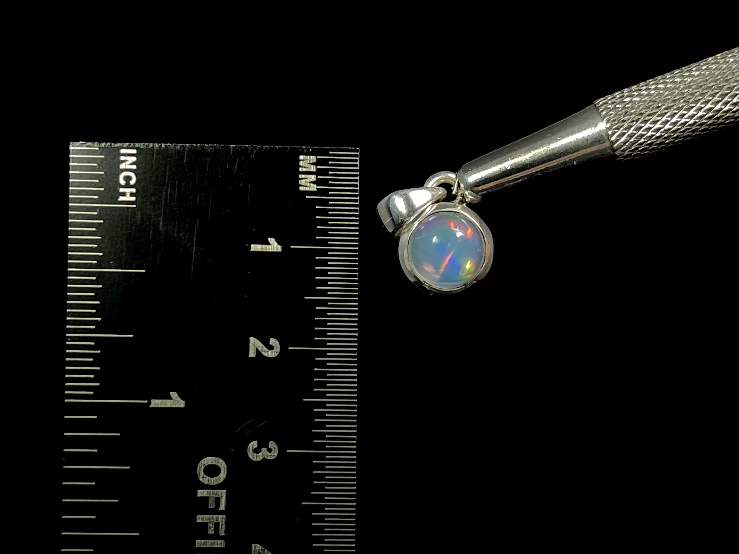 OPAL Pendant - Sterling Silver, 8mm Round Cabochon - Opal Necklace, Birthstone Necklace, Opal Jewelry, Welo Opal, 49110