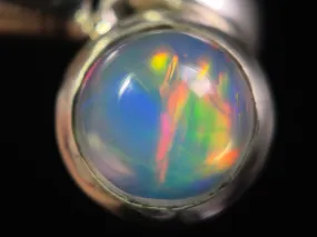 OPAL Pendant - Sterling Silver, 8mm Round Cabochon - Opal Necklace, Birthstone Necklace, Opal Jewelry, Welo Opal, 49110