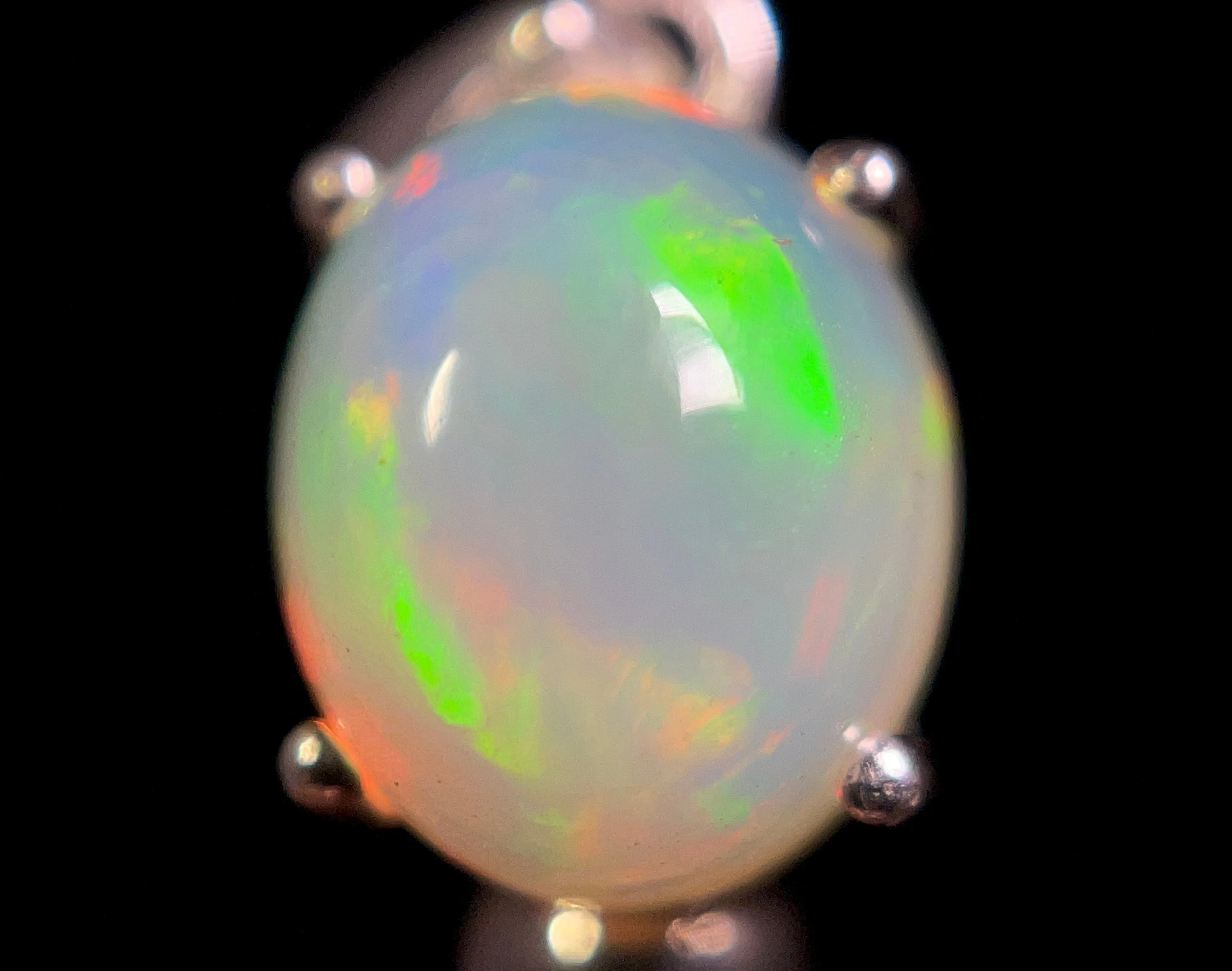 OPAL Pendant - Sterling Silver, 8x10mm Oval Cabochon - Birthstone Jewelry, Opal Cabochon Necklace, Welo Opal, 49078