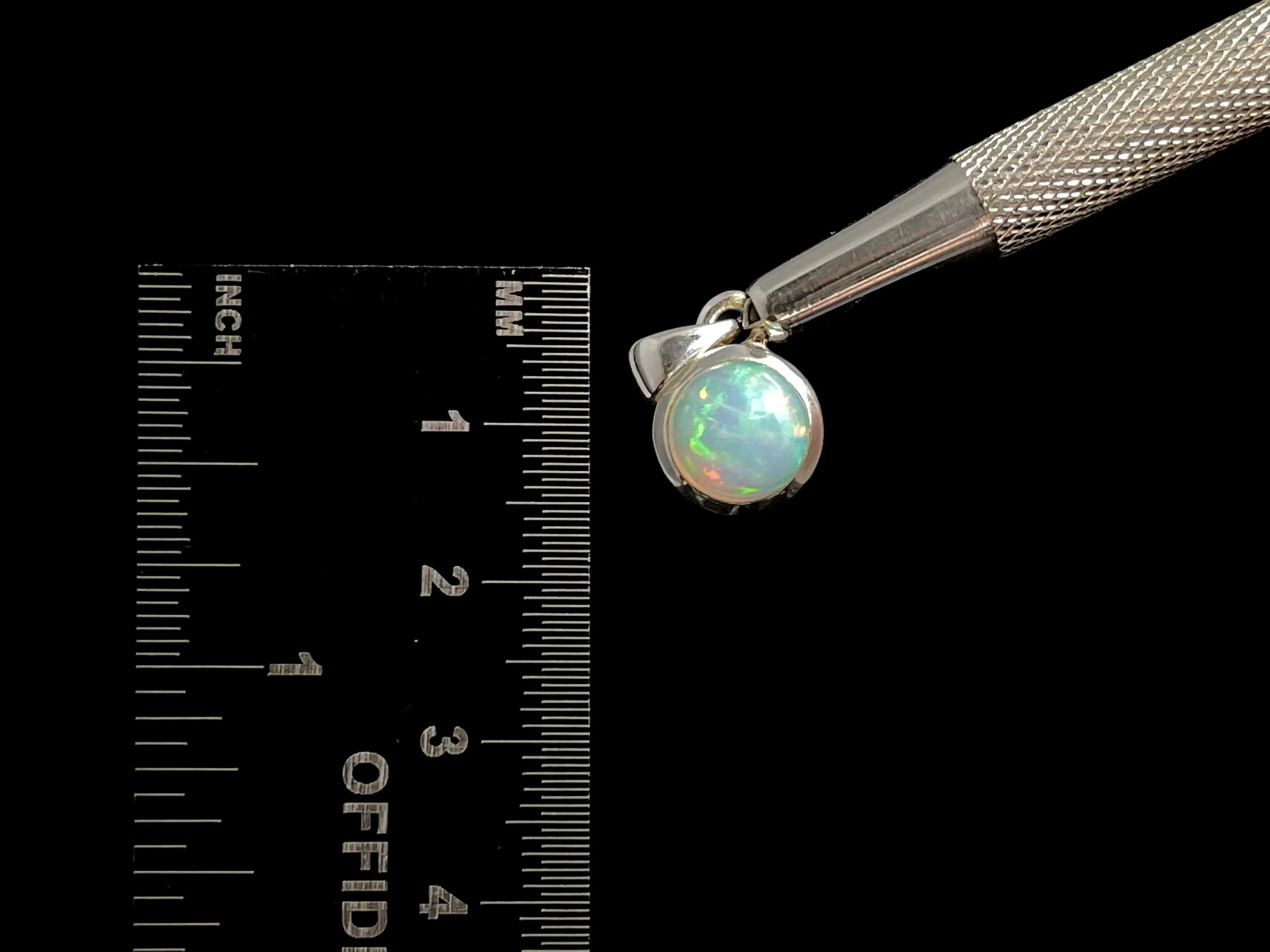 OPAL Pendant - Sterling Silver, 9mm Round Cabochon - Opal Necklace, Birthstone Necklace, Opal Jewelry, Welo Opal, 49029