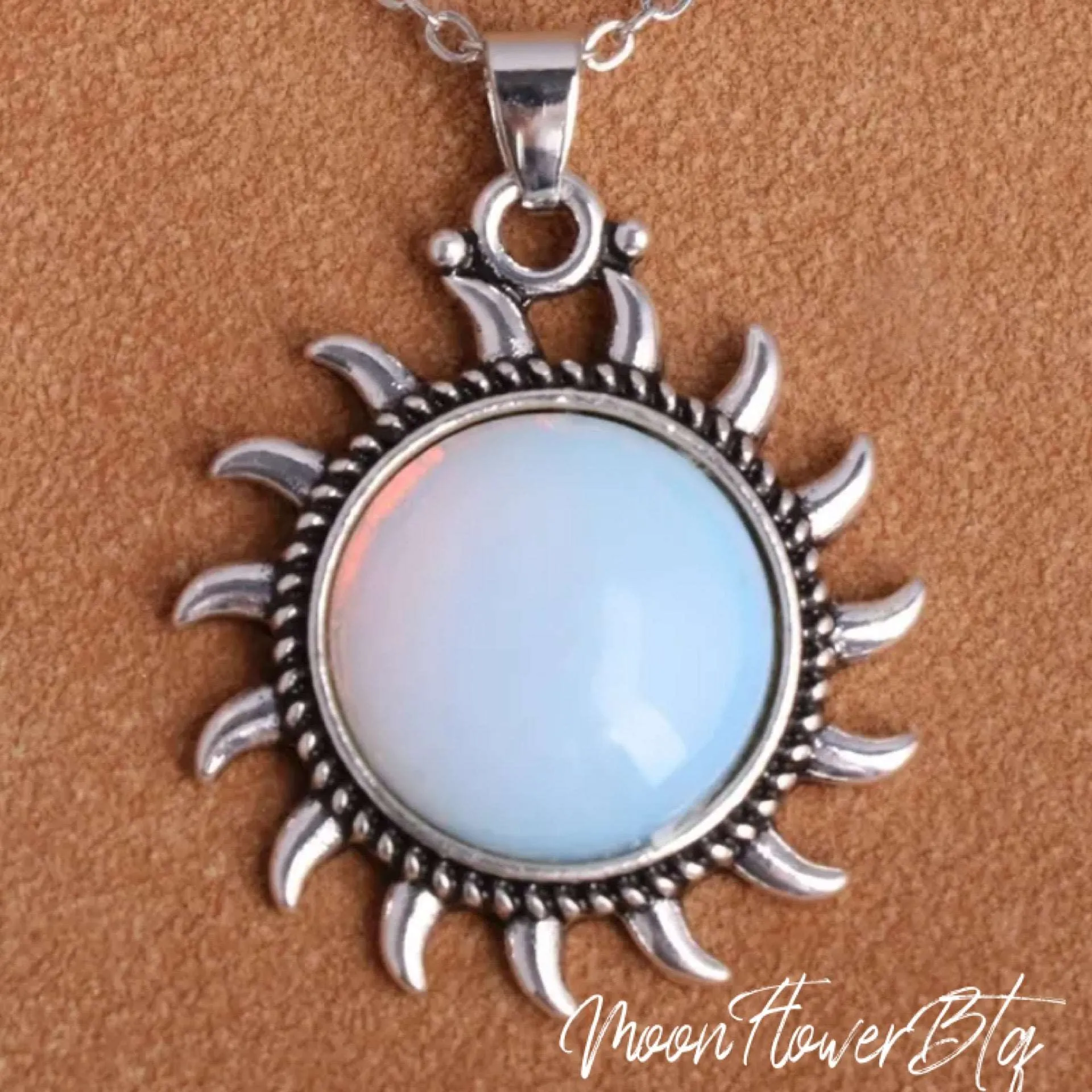 Opal Sunflower Pendant Necklace