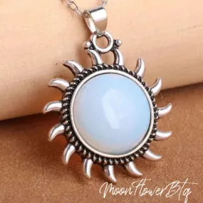 Opal Sunflower Pendant Necklace