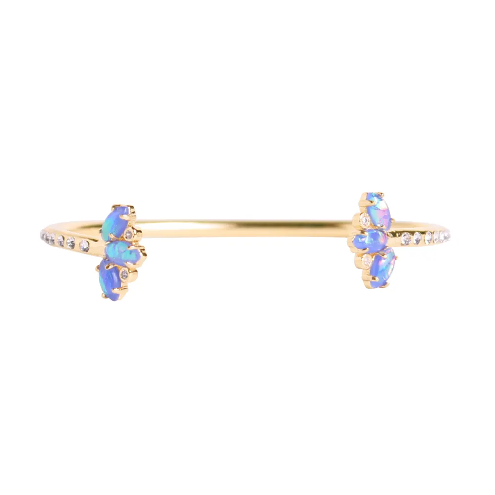 Ophelia Iridescent Opal Clusters Gold Cuff Bracelet