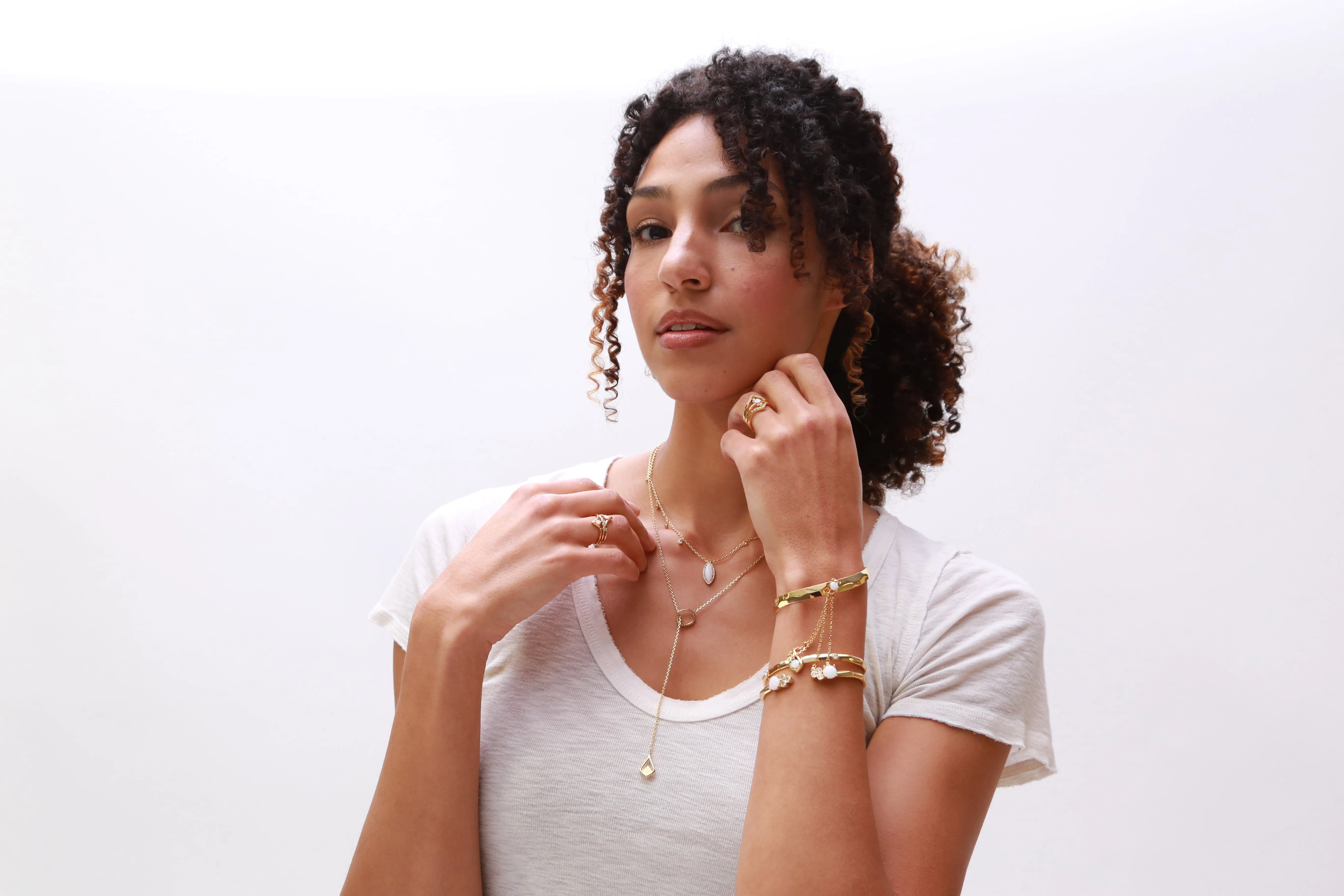 Ophelia Opal & Crystal Gold Cuff Bracelet