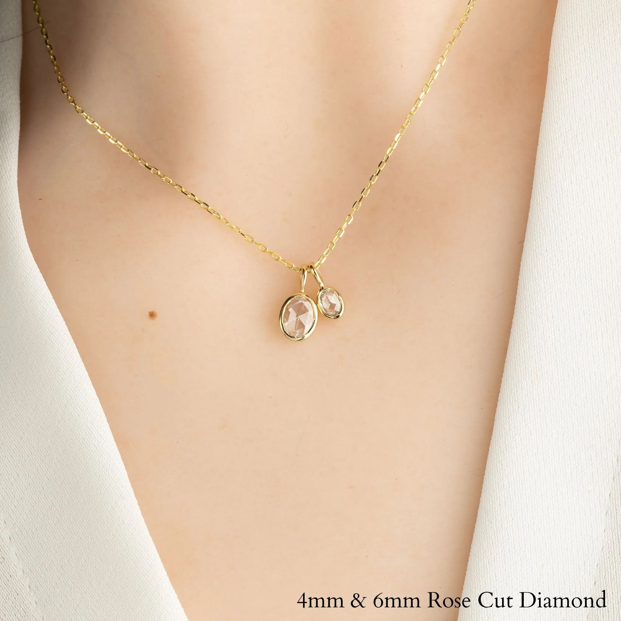 Oval Rose Cut Diamond Bezel Charm