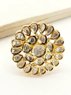 Pankriti White Kundan Finger Ring