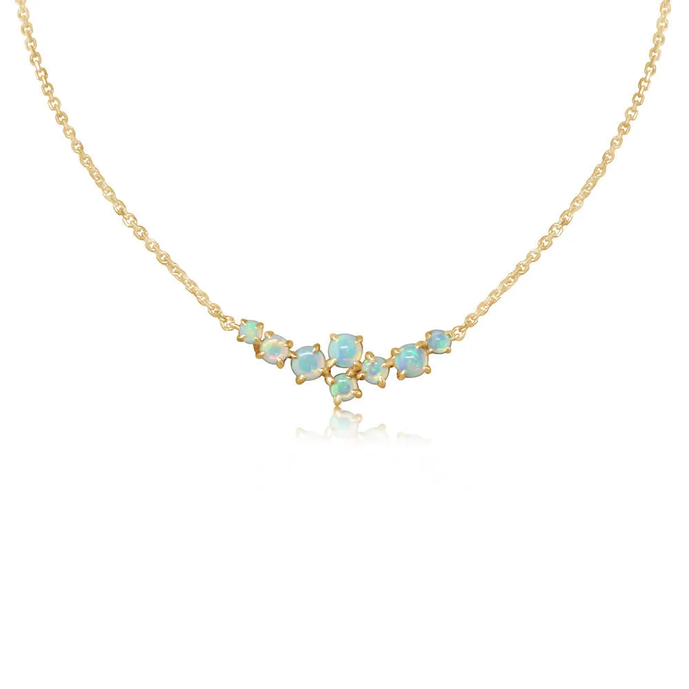 Parle Yellow Gold Opal Scatter Bar Necklaces NCO137N1XCI